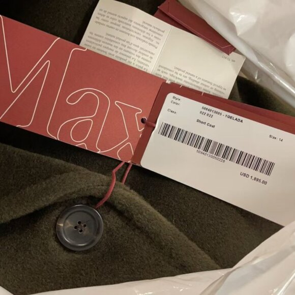 NWT Max Mara STUDIO Gelada Wool Pea Coat in Kaki Brown - Picture 5 of 5